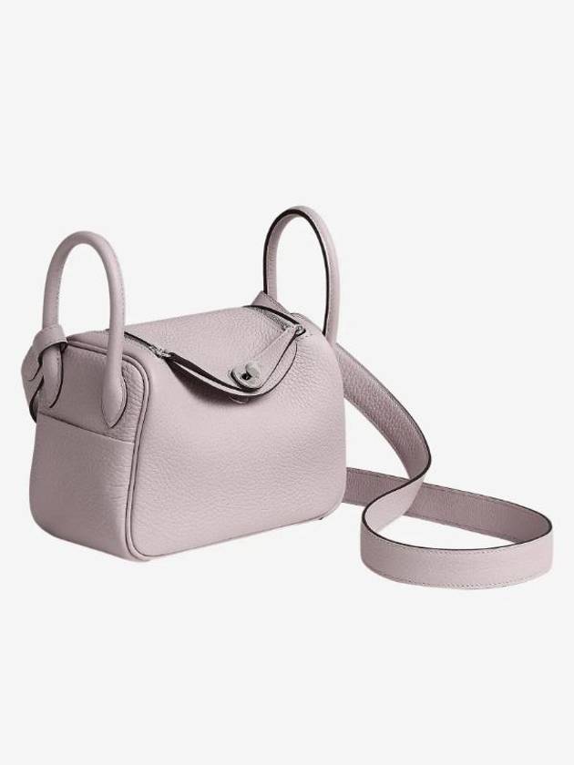 Lindy Mini Bag 19 Clemence Palladium Hardware Mauve Washable W Engraved H079086CK09 - HERMES - BALAAN 2