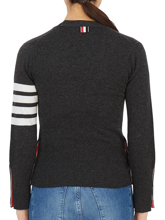 4-Bar V-Neck Cashmere Cardigan Dark Grey - THOM BROWNE - BALAAN 6