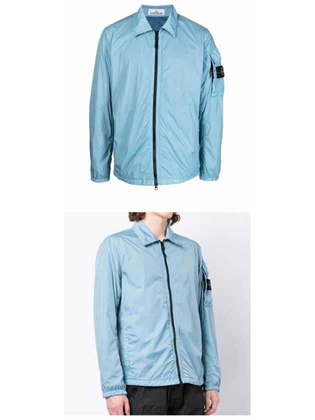 Crinkle Reps Nylon Garment Dyed Overshirt Zip Up Jacket Blue - STONE ISLAND - BALAAN 5