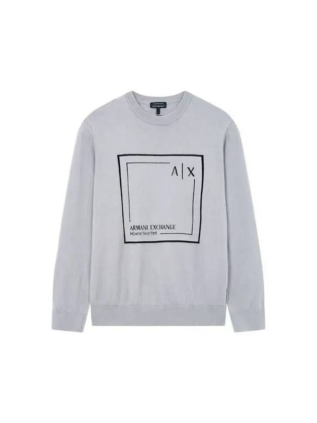 Men s Square Logo Crew Neck Knit Gray 270652 - ARMANI EXCHANGE - BALAAN 1