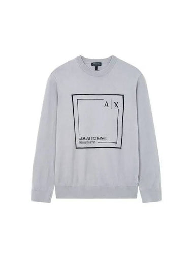 Men s Square Logo Crew Neck Knit Gray 270652 - ARMANI EXCHANGE - BALAAN 1