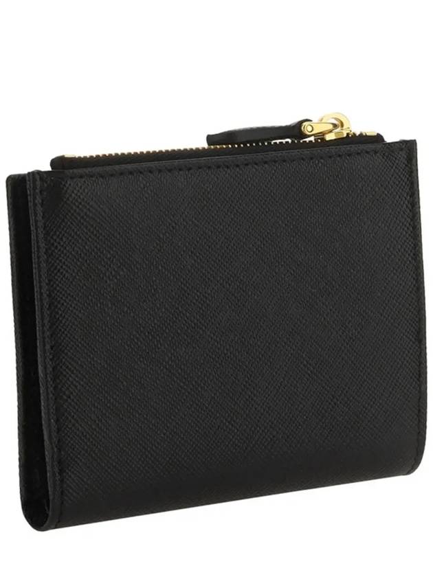 Logo Small Saffiano Half Wallet Black - PRADA - BALAAN 3