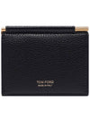 Men's T Line Leather Clip Card Wallet Black - TOM FORD - BALAAN 3