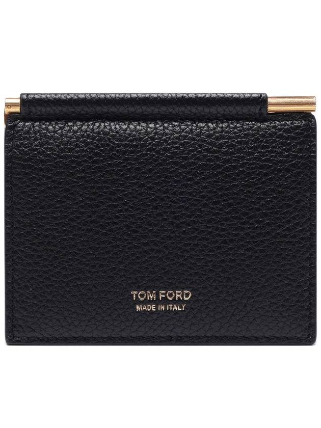 Men's T Line Leather Clip Card Wallet Black - TOM FORD - BALAAN 3