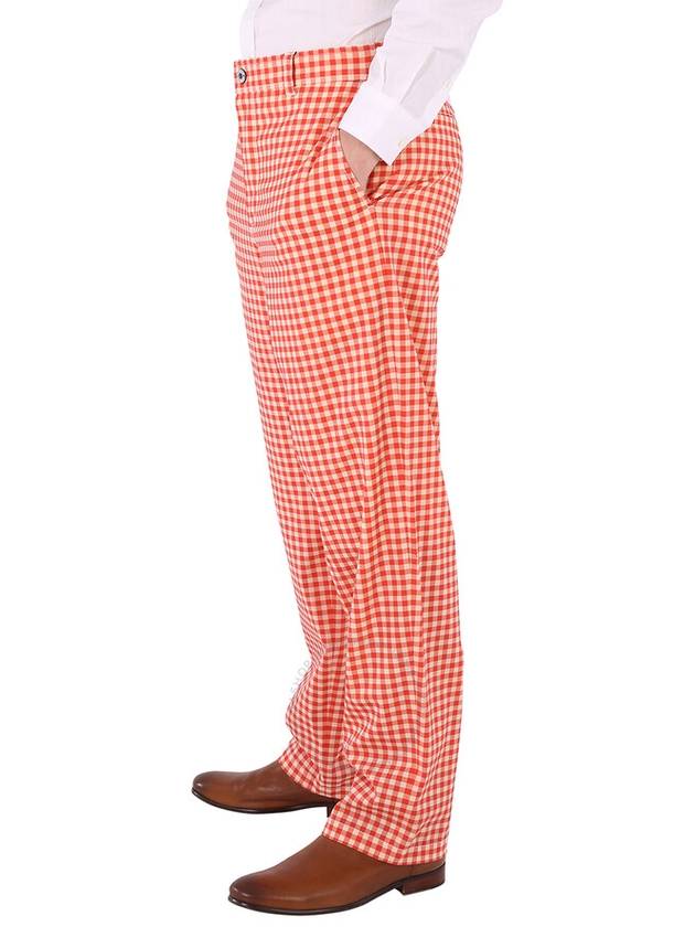 Burberry Men's Red Pattern Cut-out Back Gingham Stretch Cotton Trousers, Brand Size 52  (Waist Size 35.8") - BURBERRY - BALAAN 3