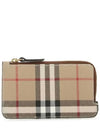 Vintage Check Leather Zipper Card Wallet Archive Beige Tan - BURBERRY - BALAAN 2