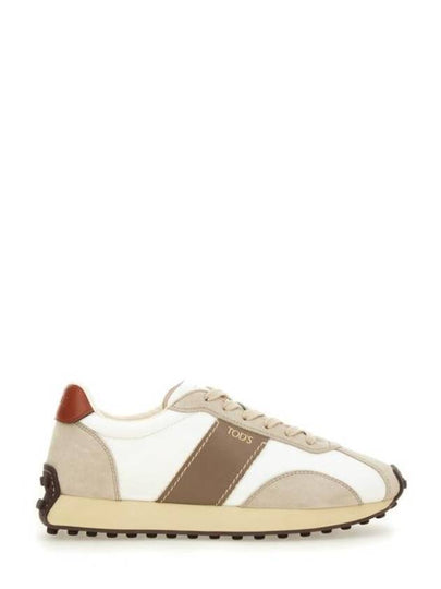 T Vintage Leather Technical Fabric Low Top Sneakers Beige - TOD'S - BALAAN 2