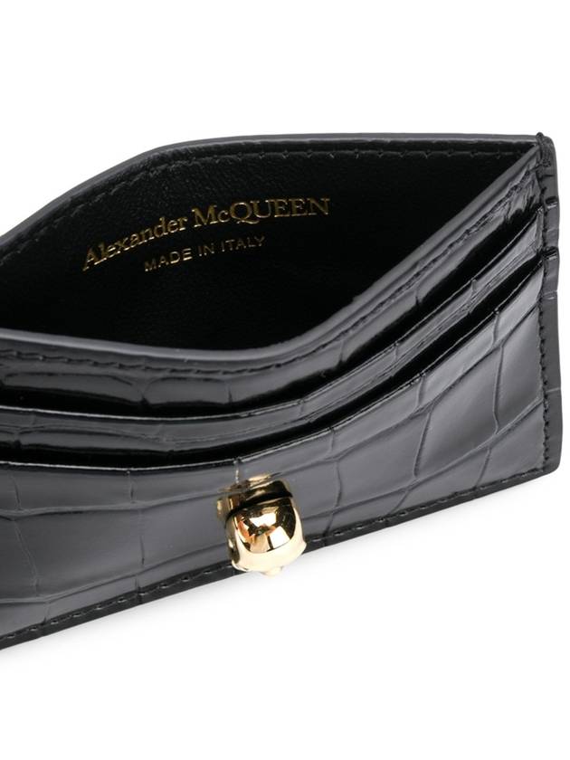 Skull Crocodile Leather Card Wallet Black - ALEXANDER MCQUEEN - BALAAN 4