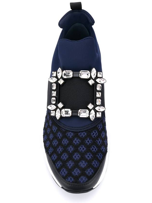 Viv' Run Strass Buckle Sneakers In Technical Fabrics Blue Black - ROGER VIVIER - BALAAN 5