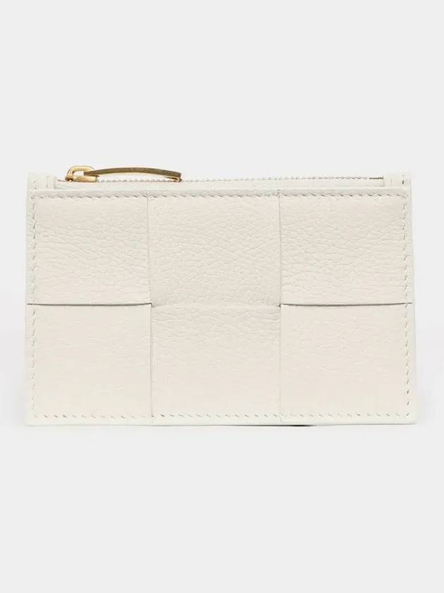 Zipper Leather Card Wallet White - BOTTEGA VENETA - BALAAN 4