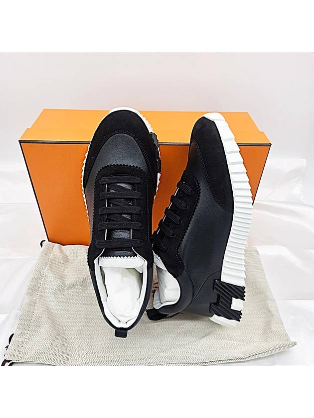 Bouncing Leather Low Top Sneakers Noir - HERMES - BALAAN 3