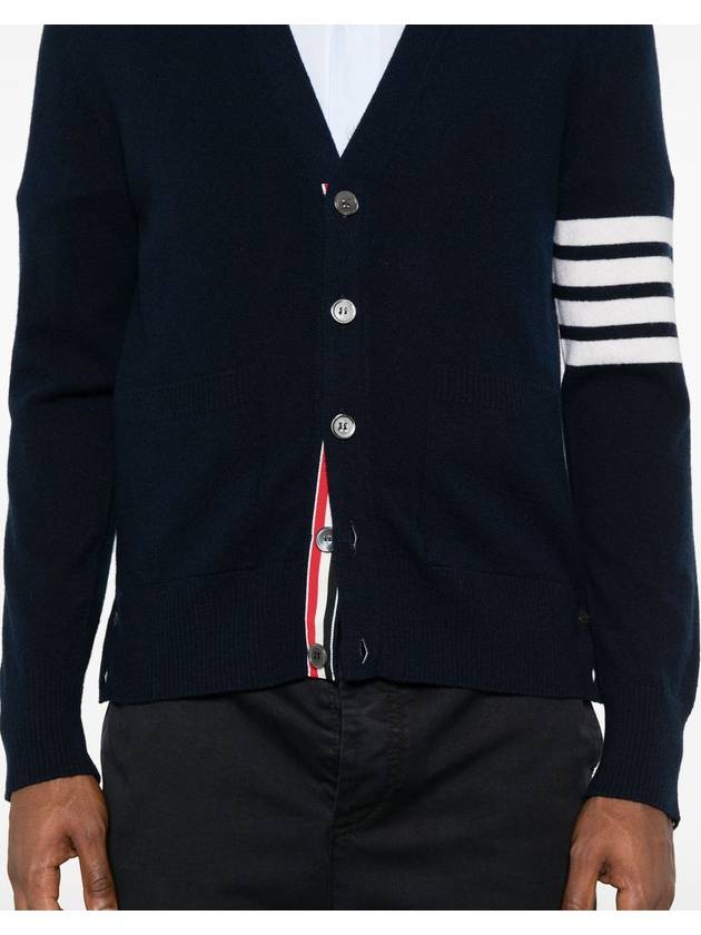 4 Bar Virgin Wool Cardigan Black - THOM BROWNE - BALAAN 5