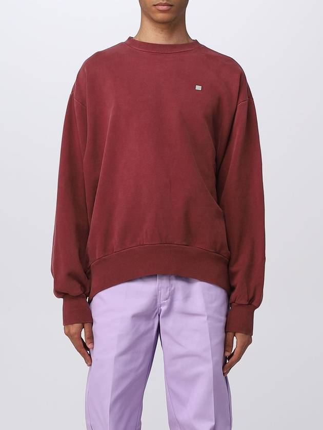 Face Logo Patch Crew Neck Sweatshirt Wine Red - ACNE STUDIOS - BALAAN 2