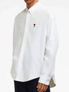 Button Down Boxy Fit Oxford Long Sleeve Shirt Natural White - AMI - BALAAN 2