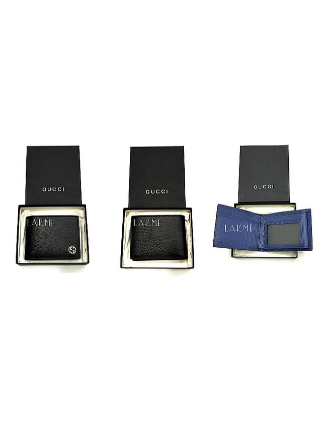 GG Interlocking Logo Two-Tone Half Wallet Black Blue - GUCCI - BALAAN 4