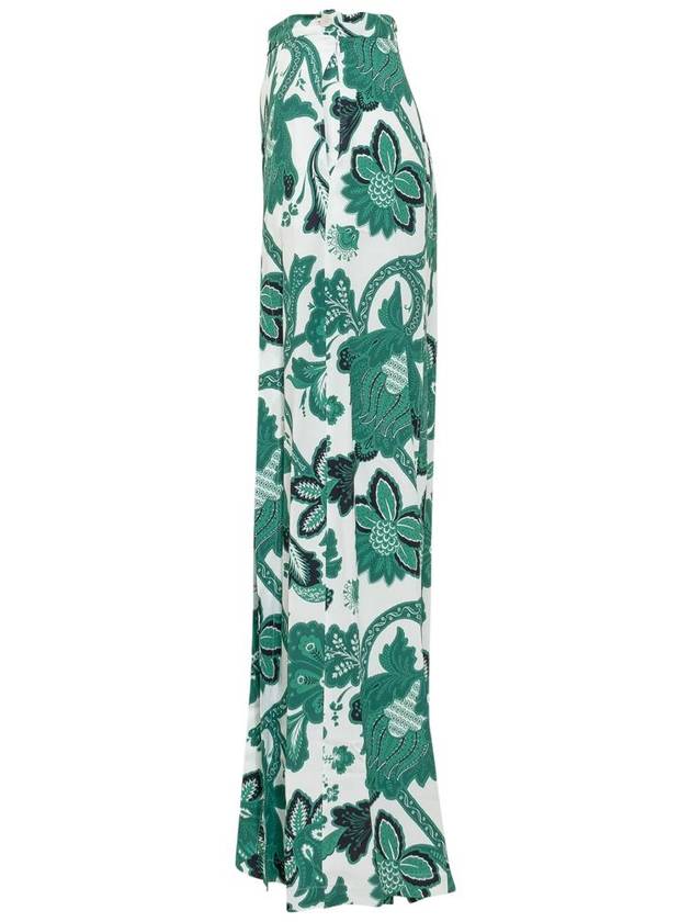 floral print trousers wide pants green - ETRO - BALAAN 4