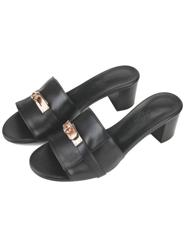 Gigi 50 Calfskin Sandal Heels Black - HERMES - BALAAN 2