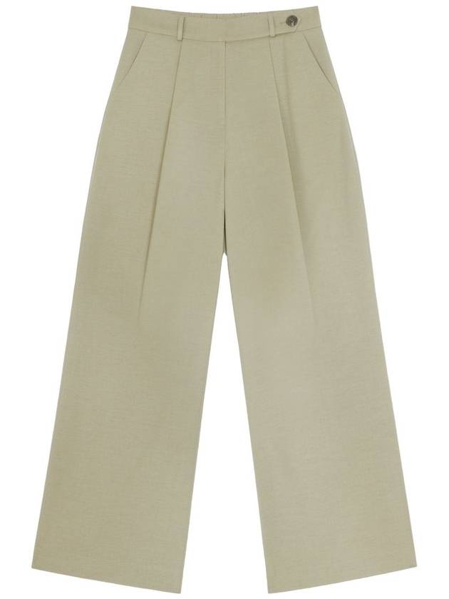 Denzel Wool Belted Point Pintuck High Waist Wide Slacks Pickle - RAMUSTUDIO - BALAAN 1