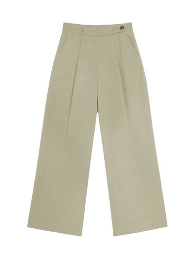 Denzel Wool Belted Point Pintuck High Waist Wide Slacks Pickle - RAMUSTUDIO - BALAAN 1