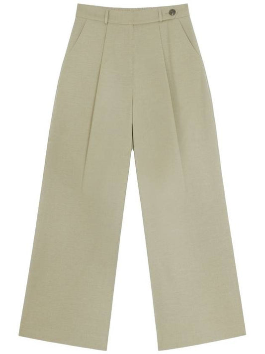 Denzel Wool Belted Point Pintuck High Waist Wide Slacks Pickle - RAMUSTUDIO - BALAAN 2