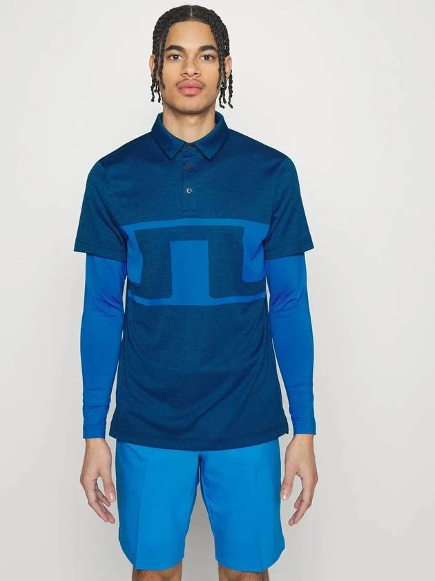 Men's Leon Regular Fit Long Sleeve Polo Shirt Blue - J.LINDEBERG - BALAAN 3