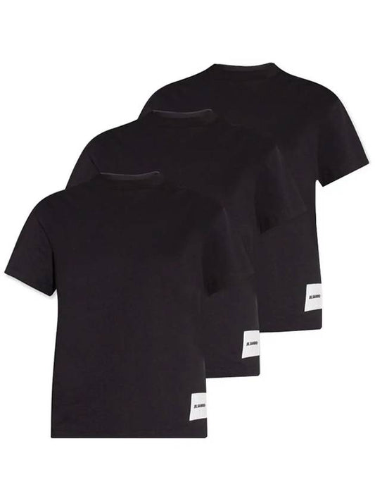 Logo Label Cotton 3 Pack Short Sleeve T-Shirt Black - JIL SANDER - BALAAN.