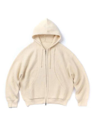 Two Way Zip-Up Hoodie Knit Cream - INDUST - BALAAN 1