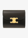 Shiny Triomphe Small Calfskin Half Wallet Black - CELINE - BALAAN 3