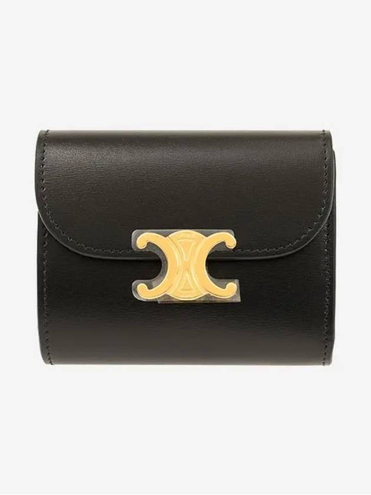 Shiny Triomphe Small Calfskin Half Wallet Black - CELINE - BALAAN 2