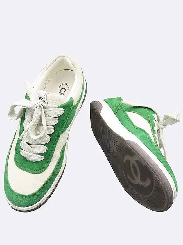 G39978 White Green Color Suede Orca Tennis Sneakers 36 - CHANEL - BALAAN 3