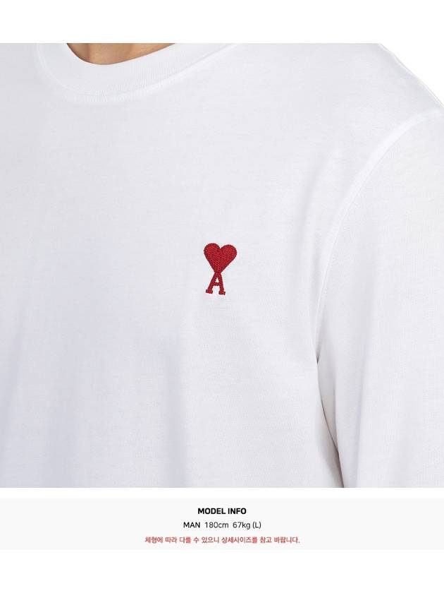 Chain Stitch Heart Logo Long Sleeve T-Shirt White - AMI - BALAAN 8