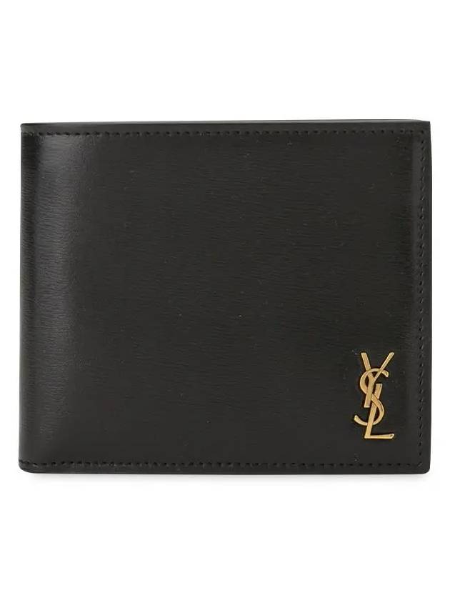 Tiny Cassandre Gold Monogram Half Wallet Black - SAINT LAURENT - BALAAN 2