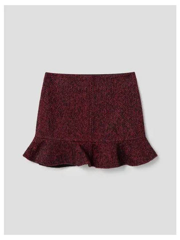 Herringbone Wool Mini Skirt Red Domestic Product GM0024090680006 - GANNI - BALAAN 1