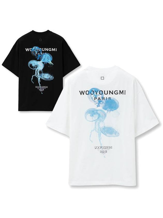 Luminous Jellyfish Back Logo Short Sleeve T Shirt White W241TS05715W - WOOYOUNGMI - BALAAN 1