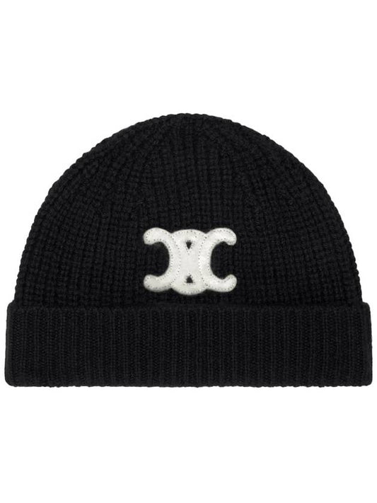 Triomphe Cashmere Seamless Beanie Black - CELINE - BALAAN