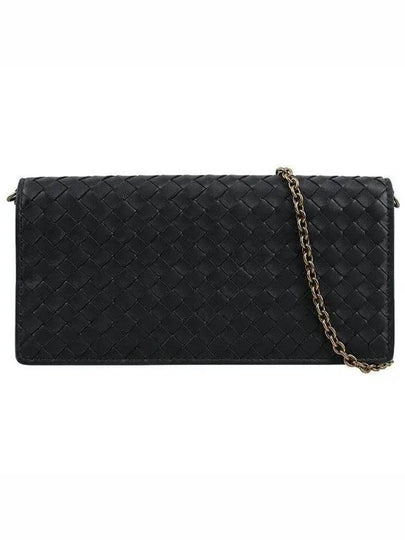 Leather Intrecciato Chain Shoulder Bag Black - BOTTEGA VENETA - BALAAN 2