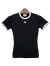 Bumpy Contrast Re-Edition Short Sleeve T-Shirt Black - COURREGES - BALAAN 2