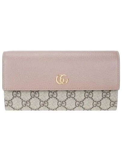 GG Marmont Continental Wallet Dusty Pink Leather GG Supreme - GUCCI - BALAAN 2