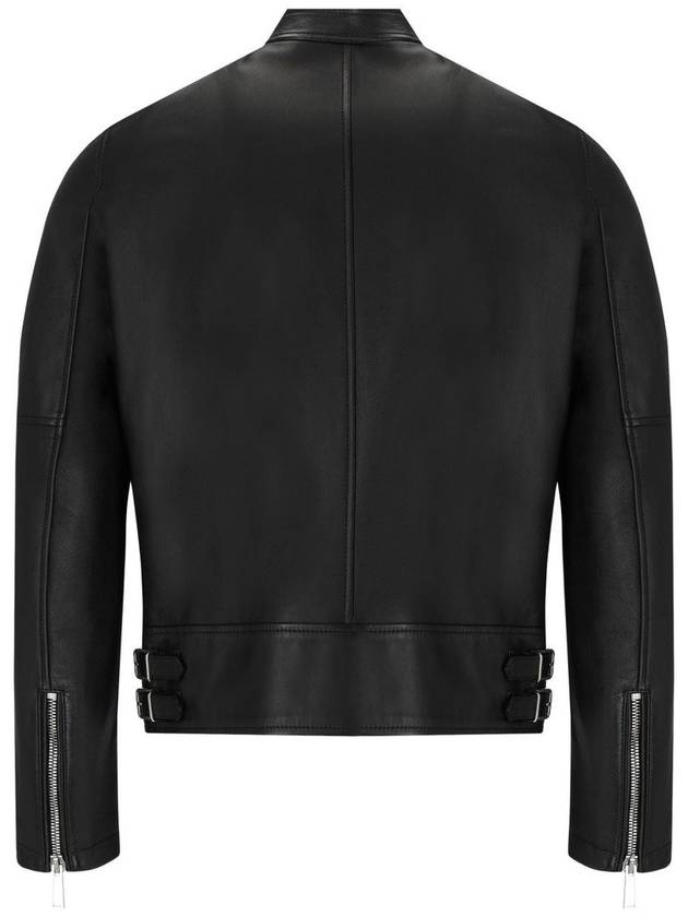 biker zipper leather jacket black - DSQUARED2 - BALAAN 3