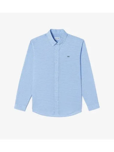 Men s New Linen Check Shirt Light Blue - LACOSTE - BALAAN 1