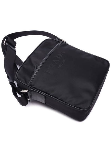 Prada Triangle Logo Tesuto Pocono Square Cross Bag Black - PRADA - BALAAN 1