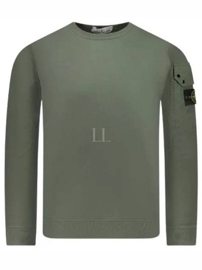 Brushed Organic Cotton Fleece Sweatshirt Green - STONE ISLAND - BALAAN 2