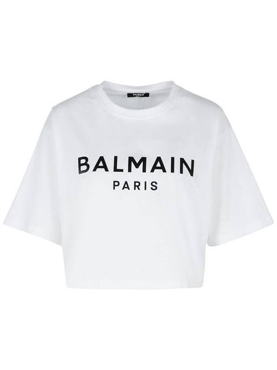 Short Sleeve T-Shirt BF1EE020BB02 GAB BLANC NOIR - BALMAIN - BALAAN 2