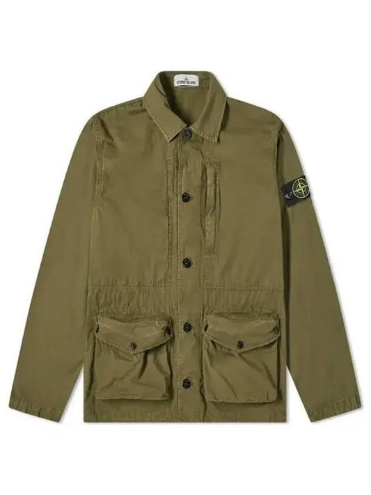 Wappen Patch Old Effect Cotton Zip-up Jacket Olive Green - STONE ISLAND - BALAAN 2