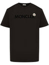 Flocked Logo Short Sleeve T-Shirt Black - MONCLER - BALAAN 2