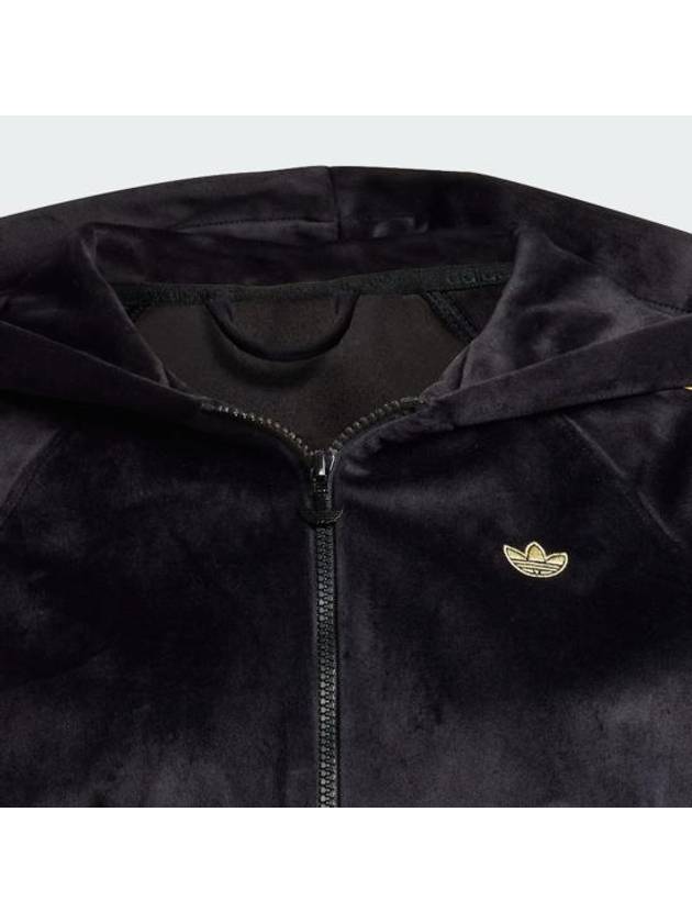 Velour Zip Hooded Track Jacket Black - ADIDAS - BALAAN 3