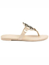 Women's Metal Miller Soft Flip Flops New Cream - TORY BURCH - BALAAN 3