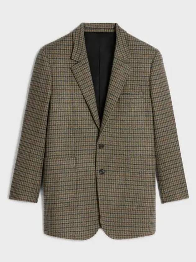 Tommy Checked Cashmere Jacket Camel Gris Foret - CELINE - BALAAN 2