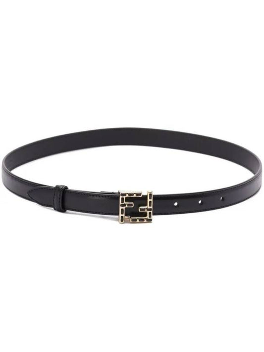 Logo Buckle Leather Belt Black - FENDI - BALAAN 1