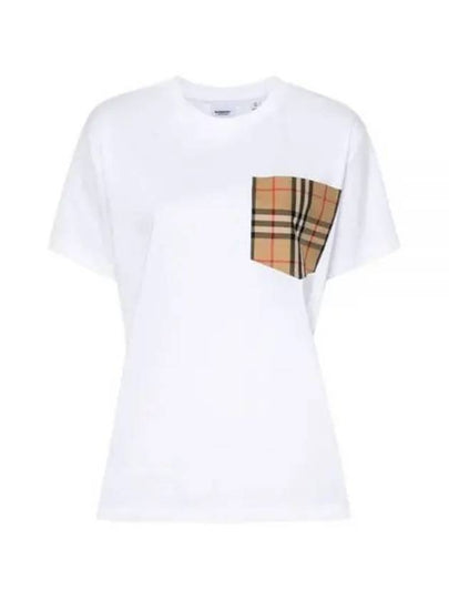 Check Pocket Crew Neck Cotton Short Sleeve T-Shirt White - BURBERRY - BALAAN 2